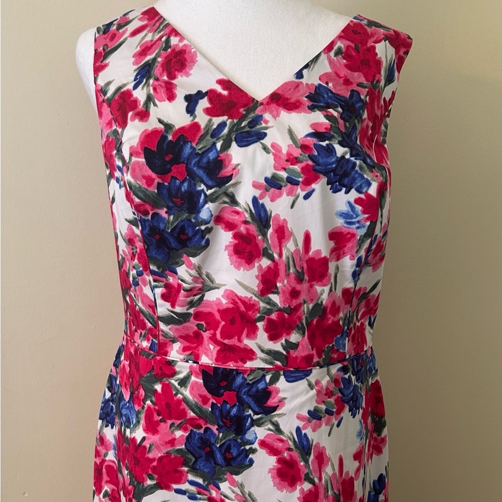 Talbots Dress Womens 12 Pink Blue Floral Sleeveless Sheath Lined Cottagecore NWT - Picture 11 of 12